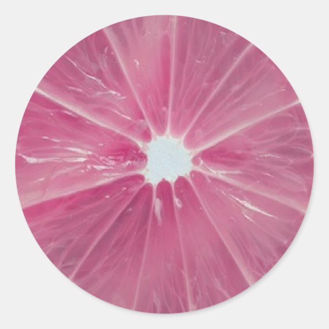 Pegatina Redonda Cítricos rosados (Anverso)