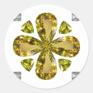 Pegatina Redonda Citrine Clover