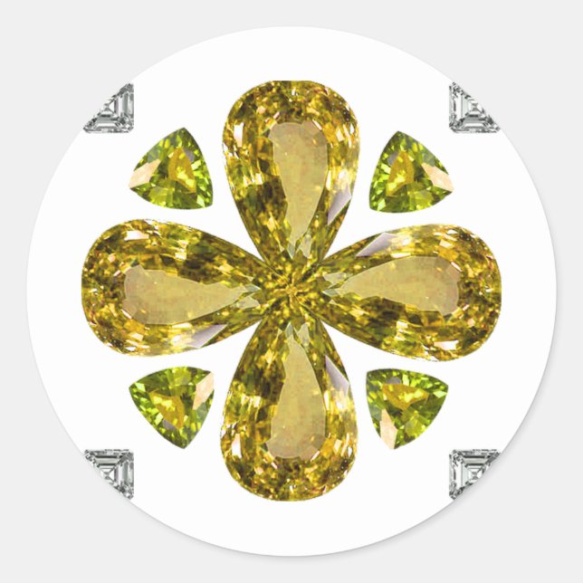 Pegatina Redonda Citrine Clover (Anverso)