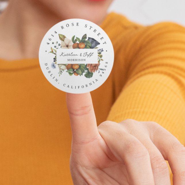 Pegatina Redonda Citrus Autumn | Dirección de devolución botánica B (Subido por el creador)