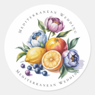 Pegatina Redonda Citrus Bouquet Boda