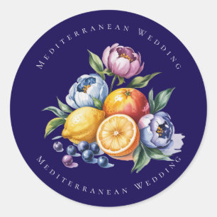 Pegatina Redonda Citrus Bouquet Boda