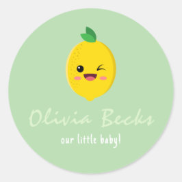 Pegatina Redonda Citrus Lemon Baby Shower