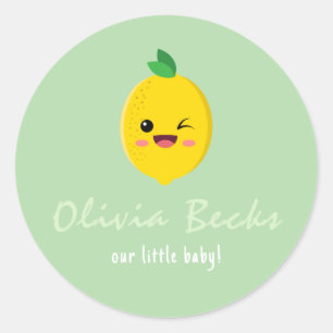 Pegatina Redonda Citrus Lemon Baby Shower