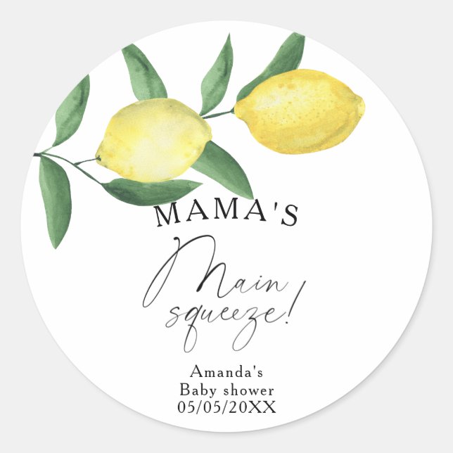 Pegatina Redonda Citrus Lemon - La principal ducha de bebé exprimid (Anverso)