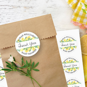 Pegatina Redonda Citrus Limón Personalizado Gracias
