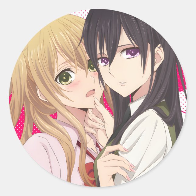 Pegatina Redonda Citrus | Mei x Yuzu | Yuri Anime Manga | (Anverso)