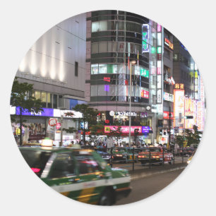 Pegatina Redonda City Tokyo Street View