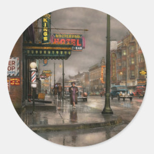 Pegatina Redonda Ciudad - Amsterdam NY - Llama al 666 para Taxi 19