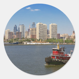 Pegatina Redonda Ciudad - Camden, NJ - La ciudad de Filadelfia