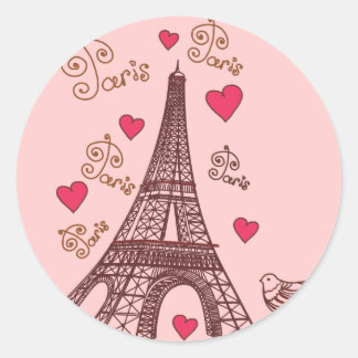 Pegatina Redonda Ciudad de Amor París