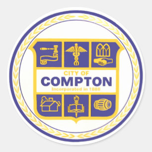 Pegatina Redonda Ciudad de Compton Seal (California)