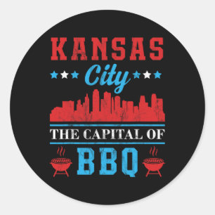 Pegatina Redonda Ciudad De Kansas La Capital De Bbq