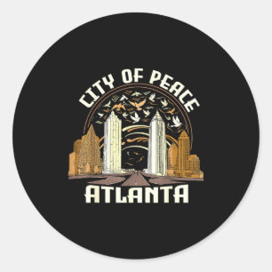 Pegatina Redonda Ciudad de la Paz Atlanta Recuerdo Hombres Mujeres 
