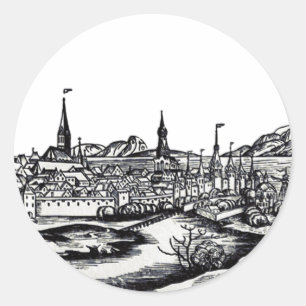 Pegatina Redonda Ciudad de Lübeck en el norte de Alemania