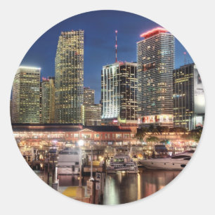 Pegatina Redonda Ciudad de Miami en Florida