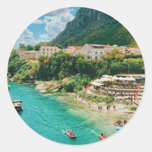 Pegatina Redonda Ciudad de Mostar - Bosnia y Herzegovina