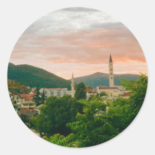 Pegatina Redonda Ciudad de Mostar - Bosnia y Herzegovina
