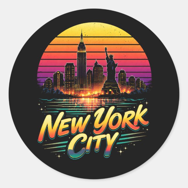 Pegatina Redonda Ciudad de Nueva York (Anverso)