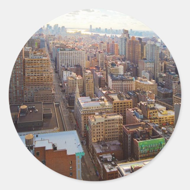 Pegatina Redonda Ciudad de Nueva York (Anverso)