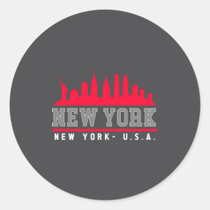 Pegatina Redonda Ciudad de Nueva York Hermoso Horizonte _1