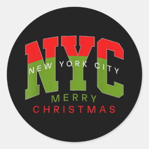 Pegatina Redonda Ciudad de Nueva York Nueva York Feliz Navidad Rega