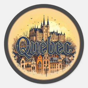 Pegatina Redonda Ciudad de Quebec Canadá