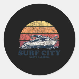 Pegatina Redonda Ciudad de Surf Nc Embarcaciones Antiguas Diseño de