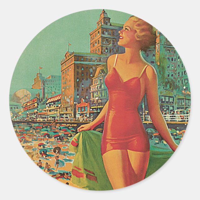 Pegatina Redonda Ciudad del Atlántico - Complejo de Todo el Año de  (Anverso)