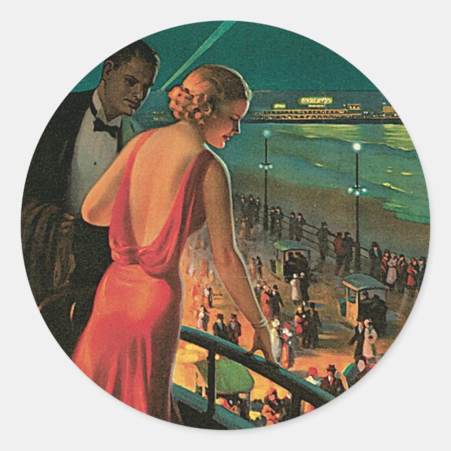 Pegatina Redonda Ciudad del Atlántico - Todo el año (Anverso)