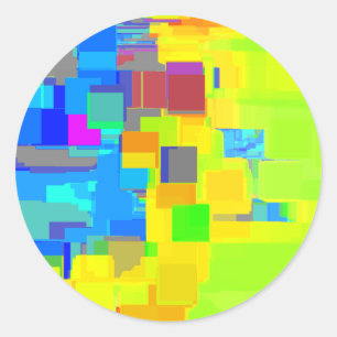 Pegatina Redonda "Ciudad en el cielo" Arte geométrico
