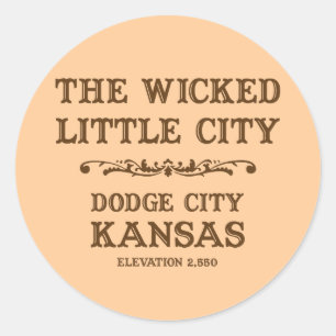 Pegatina Redonda Ciudad Kansas de Dodge