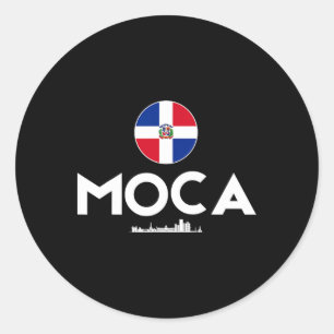 Pegatina Redonda Ciudad Moca República Dominicana Mujeres Hombres V