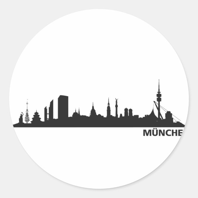 Pegatina Redonda Ciudad Munich - horizonte 1c (Anverso)