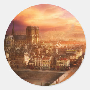 Pegatina Redonda Ciudad - París Francia - Catedral de Notre-Dame 18
