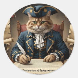 Pegatina Redonda Ciudadanos declaran independencia - gato patriótic