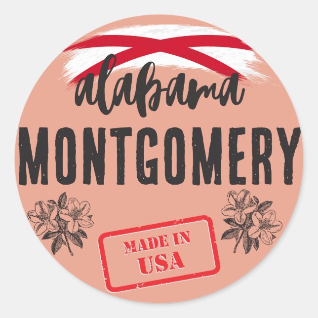 Pegatina Redonda Ciudades de Alabama (Anverso)