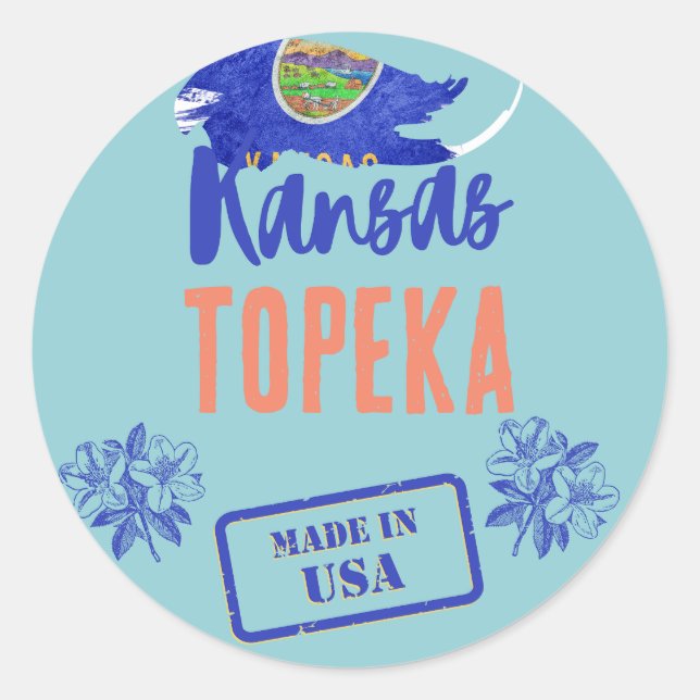 Pegatina Redonda Ciudades de Kansas (Anverso)