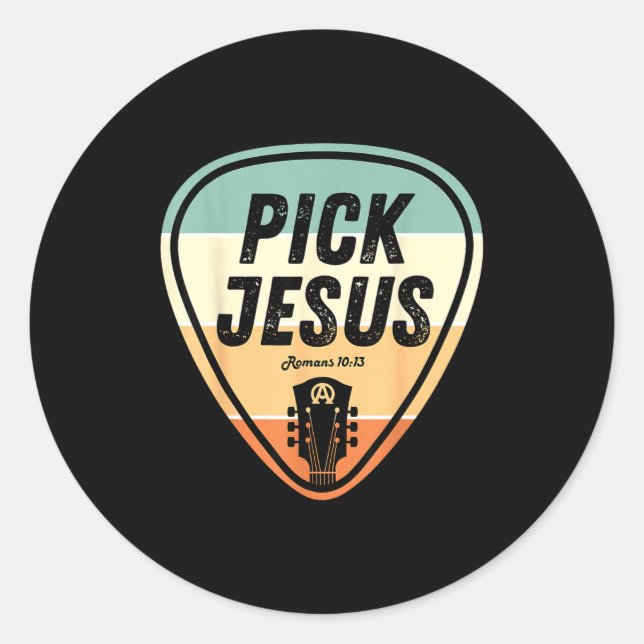 Pegatina Redonda Ck Jesus Shirt Funny Christian Music Guitar Ck Men (Anverso)