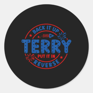 Pegatina Redonda Ck Vintage Terry Lo Puso Al Revés 4 De Julio