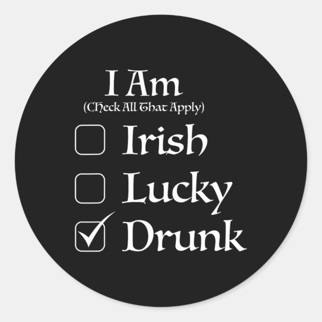 Pegatina Redonda Ckeck Box St Patricks Day (Anverso)