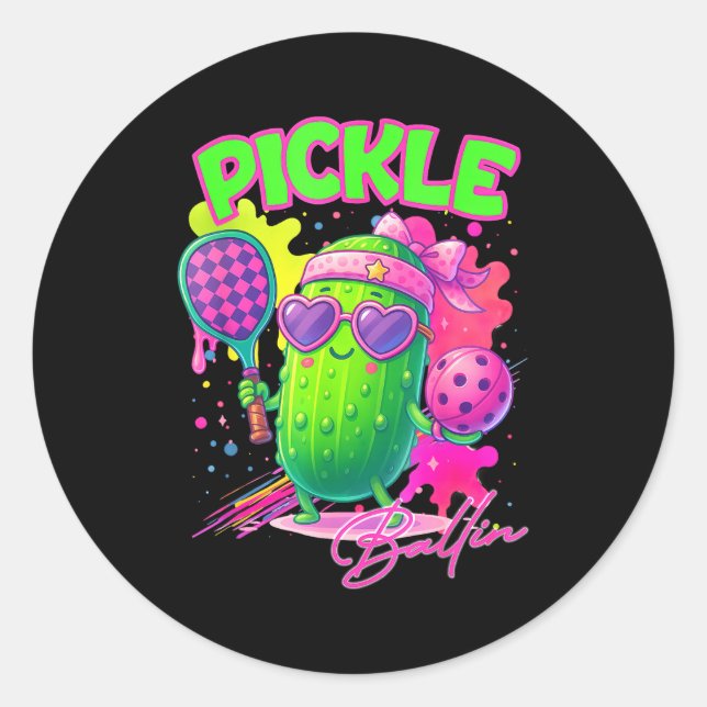 Pegatina Redonda Ckle Ballin Cute Ckleball Women Girls Ckleball Lov (Anverso)