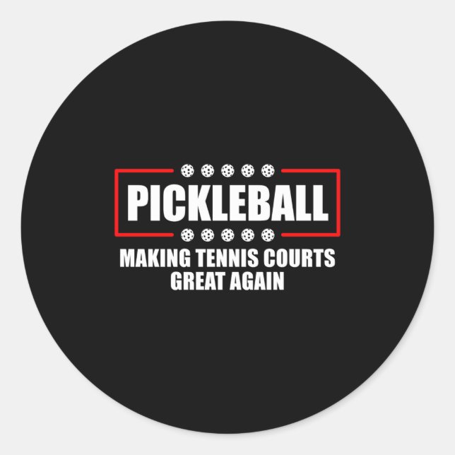 Pegatina Redonda Ckleball Making Tennis Courts Great Again Funny  (Anverso)
