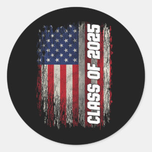 Pegatina Redonda Cl De 2025 Funny Senior 2025 Bandera Estadounidens