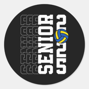 Pegatina Redonda Cl De 2025 Graduación Jugadores De Voleibol Senior