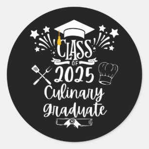 Pegatina Redonda Cl De 2025 Graduado Culinario De Chef Graduado