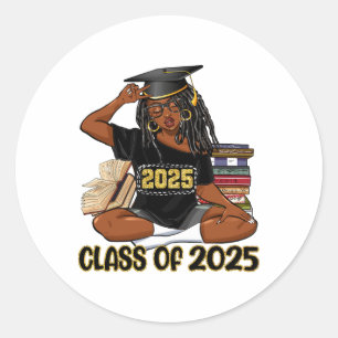 Pegatina Redonda Cl De 2025 Mujeres Afroamericanas Chica Negra Grad