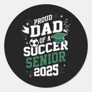 Pegatina Redonda Cl De 2025 Senior Soccer Graduate