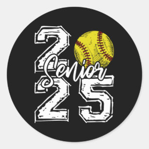 Pegatina Redonda Cl de 2025 Softbol Senior 2025 De vuelta al colegi