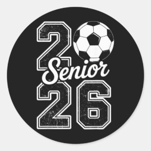 Pegatina Redonda Cl de 2026 Fútbol Senior 2026 Último Día de Escuel